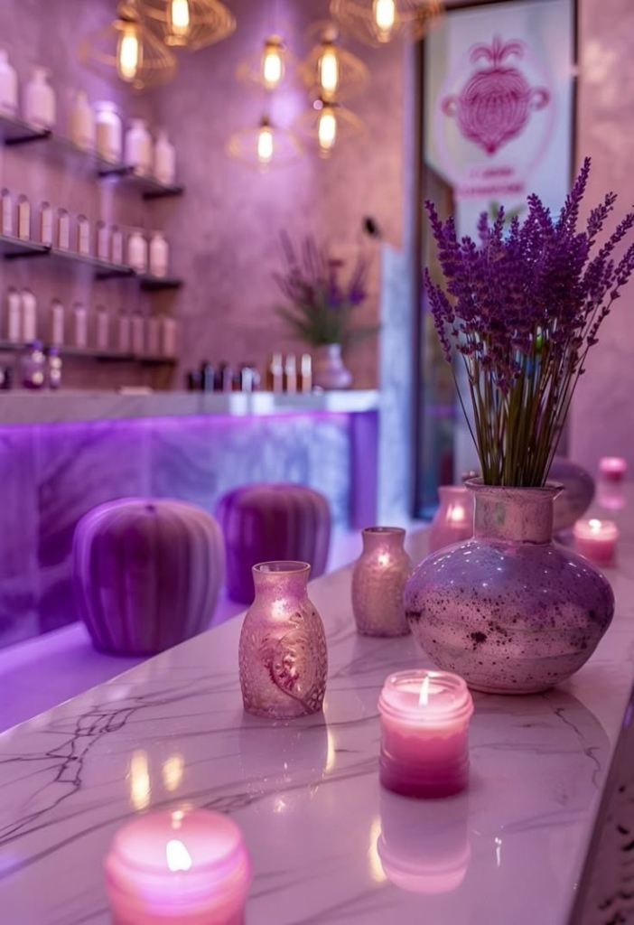 Spa reception lavender theme